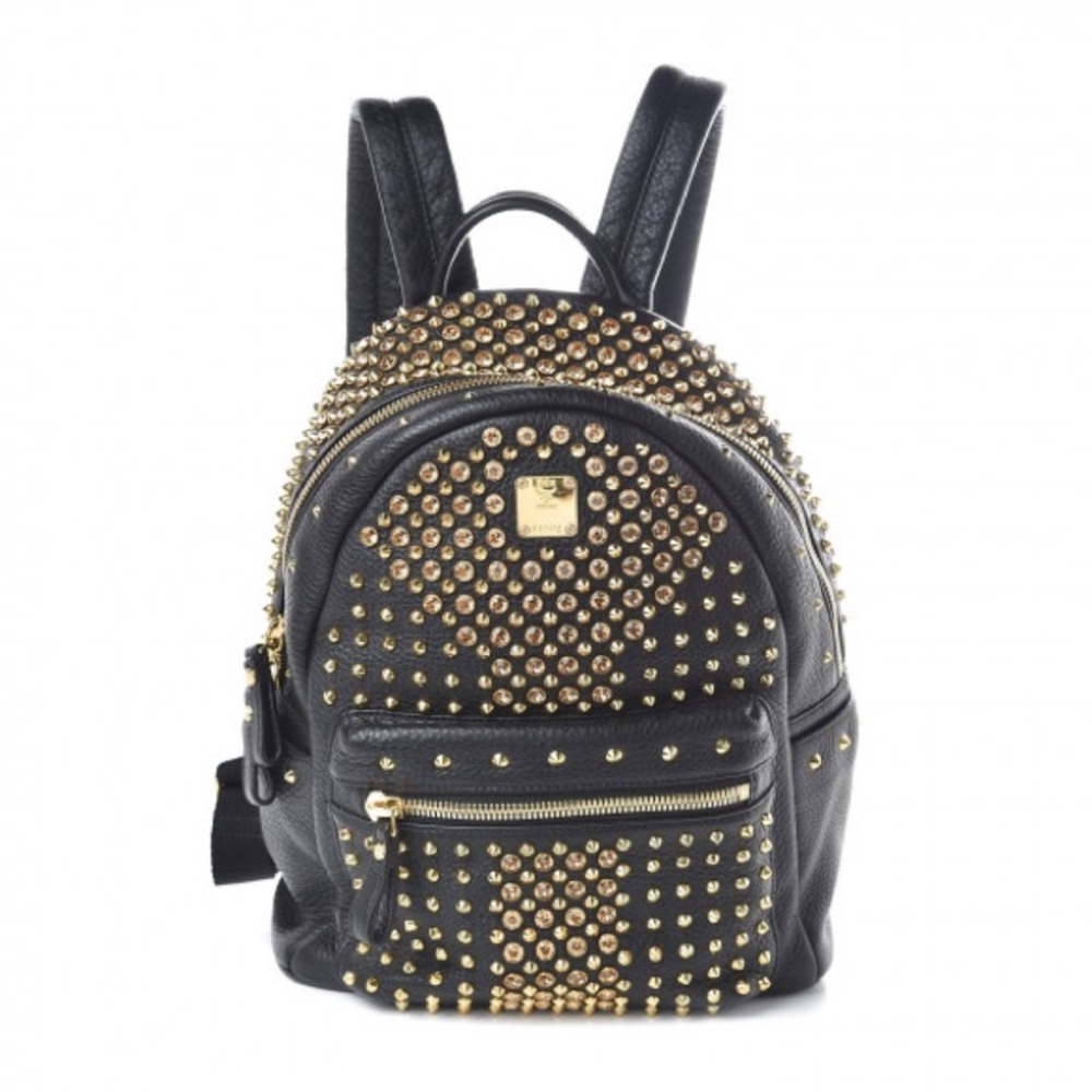 AUTHENTIC MCM Lambskin Crystal Studded Backpack.